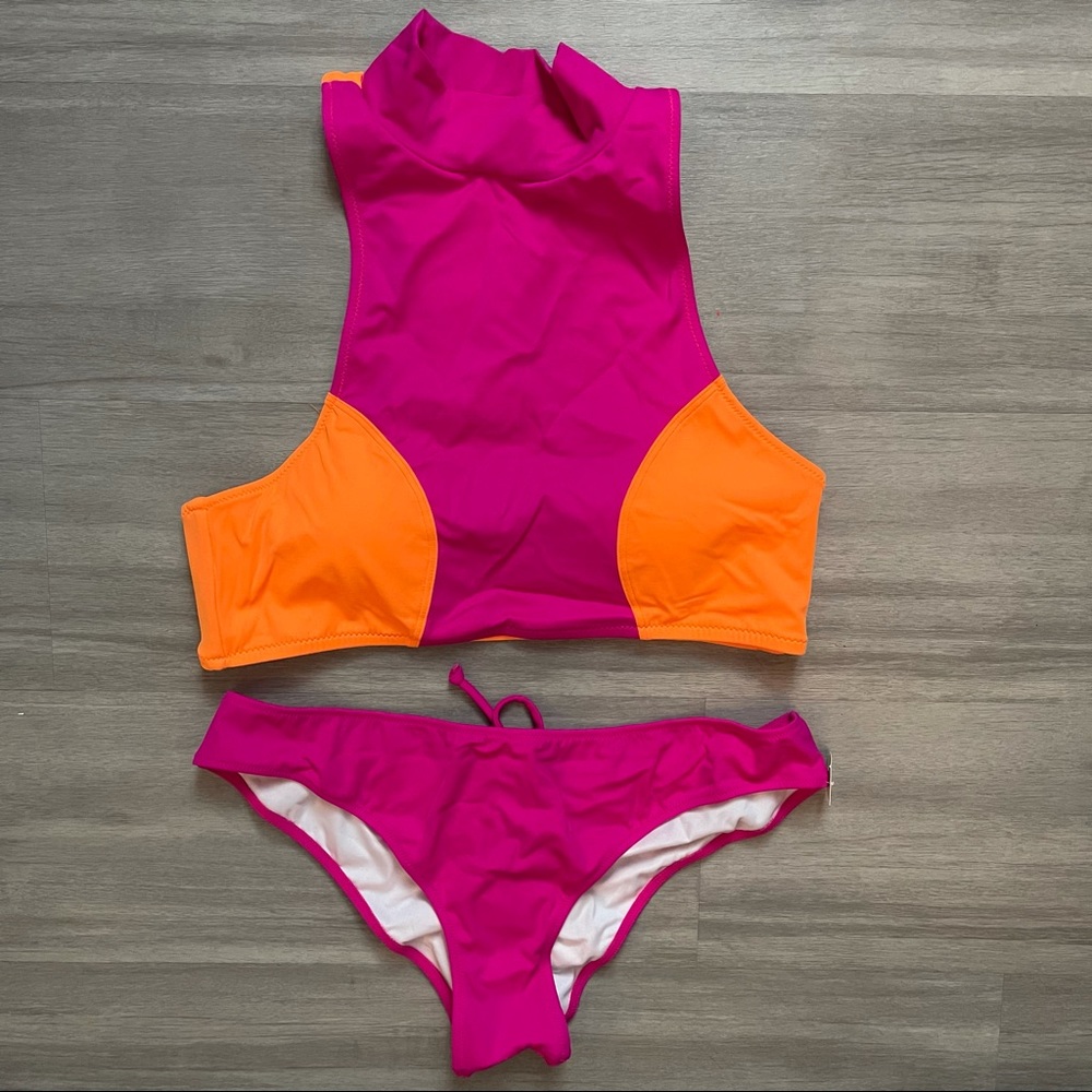 PINK High Neck Scrunchy Butt Bikini 👙